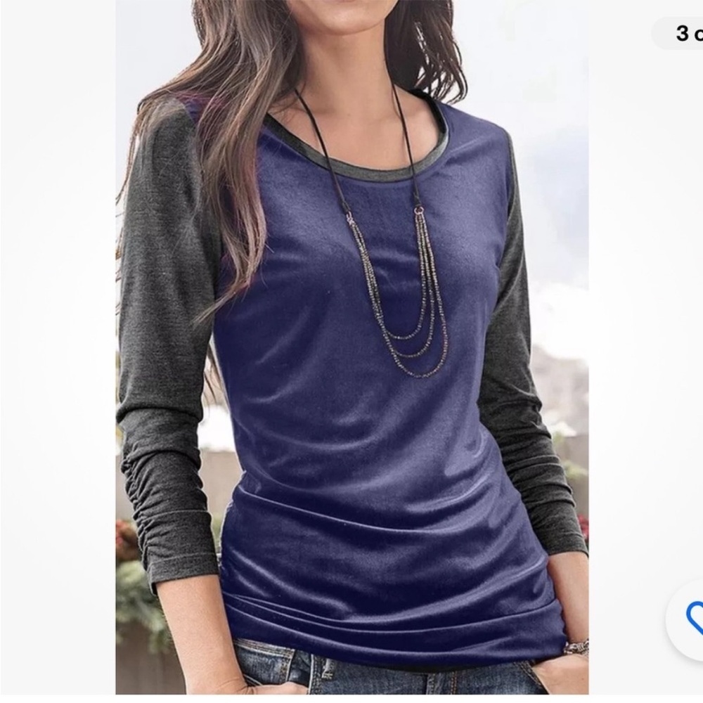 Sundance Blue Dulcet Tones Velour Velvet Ruched Top Size‎ XS